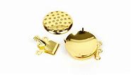 Gold Plated Base Metal 3 Strand Sieve Back Box Clasp, 17mm