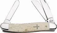 Case XX WR Pocket Knife Smooth Natural Bone Medium Stockman W/Cross Shield Item #22504 - (6318 SS) - Length Closed: 3 5/8 Inches