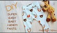 Fun baby HAREM PANTS tutorial suitable 3-6 months/free pattern included.