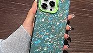 for iPhone 14 Pro Max Phone Case, Aesthetic Unique Seashell for Women Girls, Shockproof Soft TPU & Hard Pc 6.7 inch Emerald Green