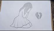 Drawing of a broken hearted girl # how to Draw
