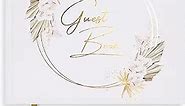Elegant Wedding Guest Book for Wedding Reception - 120 Pages White Guest Book for Wedding - Gilded Gold Edges - Guest Sign in Book for Wedding, Bridal Shower, Baby Shower
