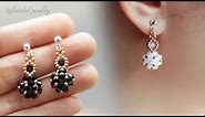 DIY beaded bead earrings. Easy to make for beginners. Jewelry making