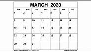 Free Printable March 2020 Calendar - Wiki-Calendar.Com