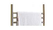 BILLY'S HOME Wall-Mounted Towel Warmer, Luxury Electric Heated Towel Drying Rack with 14 Bars, 43.3 × 20.5 × 4.9 inch, 304 Stainless Steel Gold for Bathroom (PLUGIN)