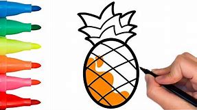 🍍✨ How to DRAW a Colorful PINEAPPLE! Art Tutorial for Kids 🎨🌟