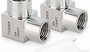 TAISHER 2PCS 304 Stainless Steel Square 90 Degree Barstock Street Elbow, 1/8 Inch NPT Female Pipe to 1/8 Inch NPT Female 304 Stainless Pipe Fitting