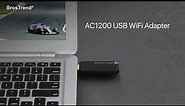 BrosTrend 1200Mbps USB WiFi Card, Dual Band WiFi Supported for Laptop and Desktop, Compact Design