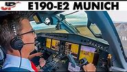 Piloting EMBRAER 190-E2 into Munich Airport | Cockpit Views