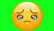 Download sad emoji icon, emoticon with tears, facial expression, loop animation green screen video for free