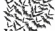144pcs Halloween Bat Wall Decor,3D Black Glitter Bats Wall Stickers Decal for Halloween Home Decoration Party Supply