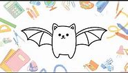 How To Draw A Cute Bat- Playing and Colouring For Kids