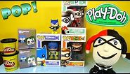 Play Doh Surprise Egg Harley Quinn DC Universe Mystery Mini Opening Funko Pop Female Heroes Unboxing
