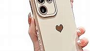 VANIPUFF Compatible with Samsung Galaxy S23 Ultra 5g 6.8" Phone Case Luxury Plating Cute Love Heart Cover Full Camera Protection Soft Silicone Shockproof Bumper with Side Hearts Pattern (White)