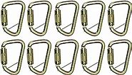 Fusion Climb Tacoma High Strength Auto-Lock Gold Steel Carabiner Clip 50kN for Heavy Duty, Construction, Roofing, Climbing, Camping, hammonk UIAA