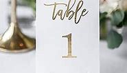 Gold Wedding Table Numbers (Color Options Available), 4x6 Modern Calligraphy Foil Design, Double Sided, Numbers 1-25 (Gold Foil)