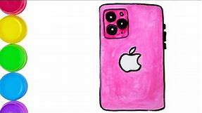 How to draw APPLE IPHONE/APPLE iPhone drawing and colouring for kids/Brighten with colours