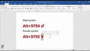 How to type male and female symbol in Word