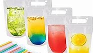 100 Pcs Drink Pouches for Adults, Reusable with Straws Funnel, Hand-held Juice Pouches, Smoothie Pouches for Birthday, Cool Summer Party