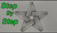 How To Draw An Impossible Star Step By Step - 3D Star - Impossible Shapes