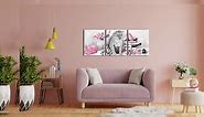 Visual Art Decor Pink Wall Decor Glam Fashion Room Decor Leopard Cheetah Decor Painting Bedroom Wall Decor for Women Framed Canvas Prints Ready to Hang 16inx20inx3Pieces