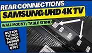 SAMSUNG CRYSTAL UHD 4K TV SETUP, REAR CONNECTIONS & SUPPORTS