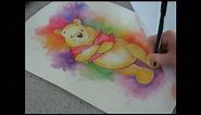 Watercolor Winnie the Pooh - Speed painting by Fiona-Clarke.com