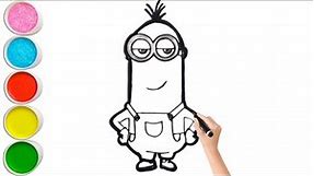 How to Draw a Cute Minion Kevin Step by step for Kids | Easy Minion Drawing, Coloring,Satisfying art