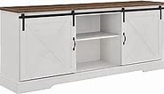 Walker Edison Corbin Modern Farmhouse Sliding X Barn Door TV Stand for TVs up to 80 Inches, 70 Inch, Reclaimed Barnwood and Brushed White
