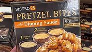 🥨 Pretzel Bites with Dipping Sauces are at Costco! This includes approximately 50 pretzel bites, two cheddar cheese dips, and one mustard dip! Perfect as a quick snack or for football on Sunday! ($12.99) #pretzels #pretzelbites #appetizer #footballsnacks #costco