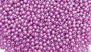 2000pcs Pearl Beads 4mm Round Loose Pearl Beads with Hole for DIY Bracelet Necklace Jewelry Making Supplies Handmade Craft (Purple)