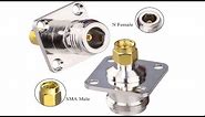 N Female to SMA Male Four Hole Flange Panel Mount Coaxial Adapter Solder Chassis Mount Manufacturer