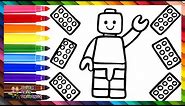 Drawing and Coloring a LEGO Man Figure with Some Bricks 🟨🟥🟦🧱🌈 Drawings for Kids
