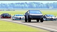 Tesla Cybertruck vs Bugatti Supercars - Top Gear Track