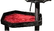Gothic Cat Tree with Coffin Cat Bed & Spooky Cat Toys - Spooky cat Tree for Halloween cat (Large) Black and Red