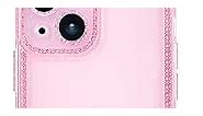 SKYLMW for iPhone 14 Case Cute Clear Bling Crystal Diamond Phone Case, with Sparkle Camera Len Protector Soft TPU Cover Case for Women Girls, Pink