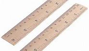 Small Wooden Ruler 6 Inch, Rulers Bulk Wood Measuring Ruler for Students Office School Supplies, 2 Scale, 15 cm, 2pcs
