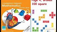 Maths-100 square grid uses and learning outcomes, patterns, Cambridge Primary Mathematics book 2