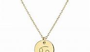 Jewelry Gold Cancer Necklace, 16" + 2" Extender, Astrology Charm Necklace with Zodiac Sign Pendant, Birthday or Anniversary Gift for Women and Men, Good Luck Charm