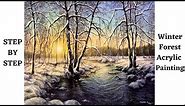 Winter Forest STEP By STEP Acrylic Painting
