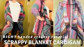 Scrappy Blanket Cardigan Crochet Tutorial RIGHT HANDED
