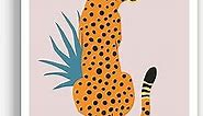 Leopard Wall Art Boho Poster Jungle Animal Pictures for Bedroom Living Room - Gold, Pink Cheetah Home Decor 8x10 inch - Wildlife Art Prints Unframed