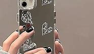aiyaya Cute Silver 3D Heart Trendy Mirror Phone Case for iPhone 11 Case for Teen Girls Women - 6.1 Inch