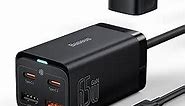 USB C Charger, Baseus 65W PD GaN3 Fast Wall Charger Block, 4-Ports [2USB-C + 2USB] Charging Station with 5ft AC Cable for MacBook Pro/Air, USB-C Laptop, iPhone 15/14/13, iPad Pro, Galaxy S24 S23, etc