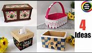 4 Smart ways to repurpose waste Cardboard Boxes/ Best out of waste crafts from cardboard/DIY crafts