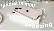 [unboxing]  iPhone 13 mini pink 💕 | aesthetic | iPhone 13 mini vs iPhone 11 pro max📱