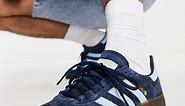adidas Originals gum sole Handball Spezial trainers in navy and blue | ASOS