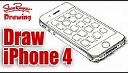 How to draw an iPhone 4 real easy for kids and beginners