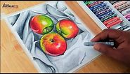 Apples Drawing with Oil Pastels tutorial | Still life Pastel Drawing