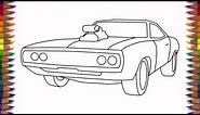 How to draw a car Dodge Charger 1970 step by step for beginners